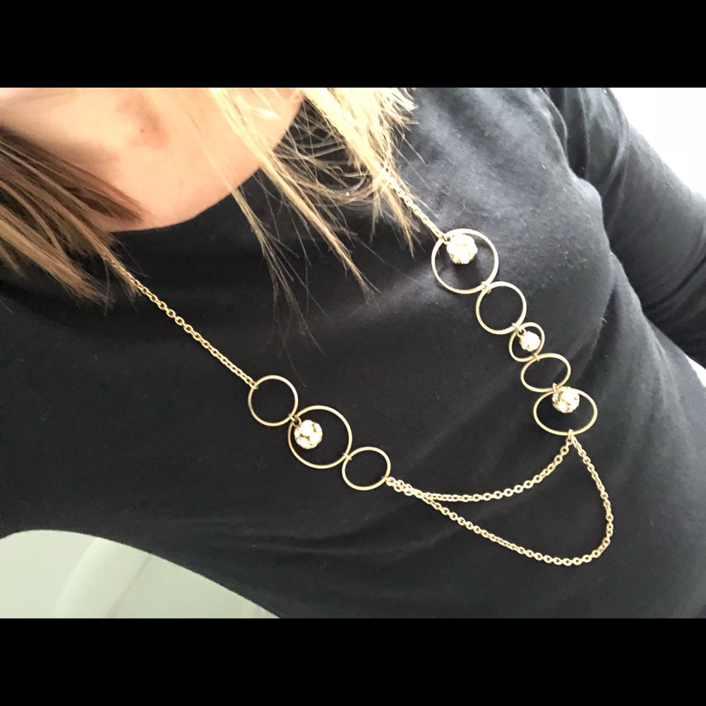 Lenora Dame Gold Necklace with Clear Rhinestones